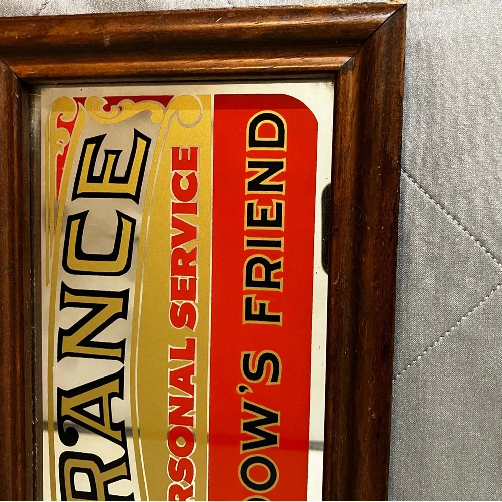 Vintage Insurance Sign with Wooden Frame